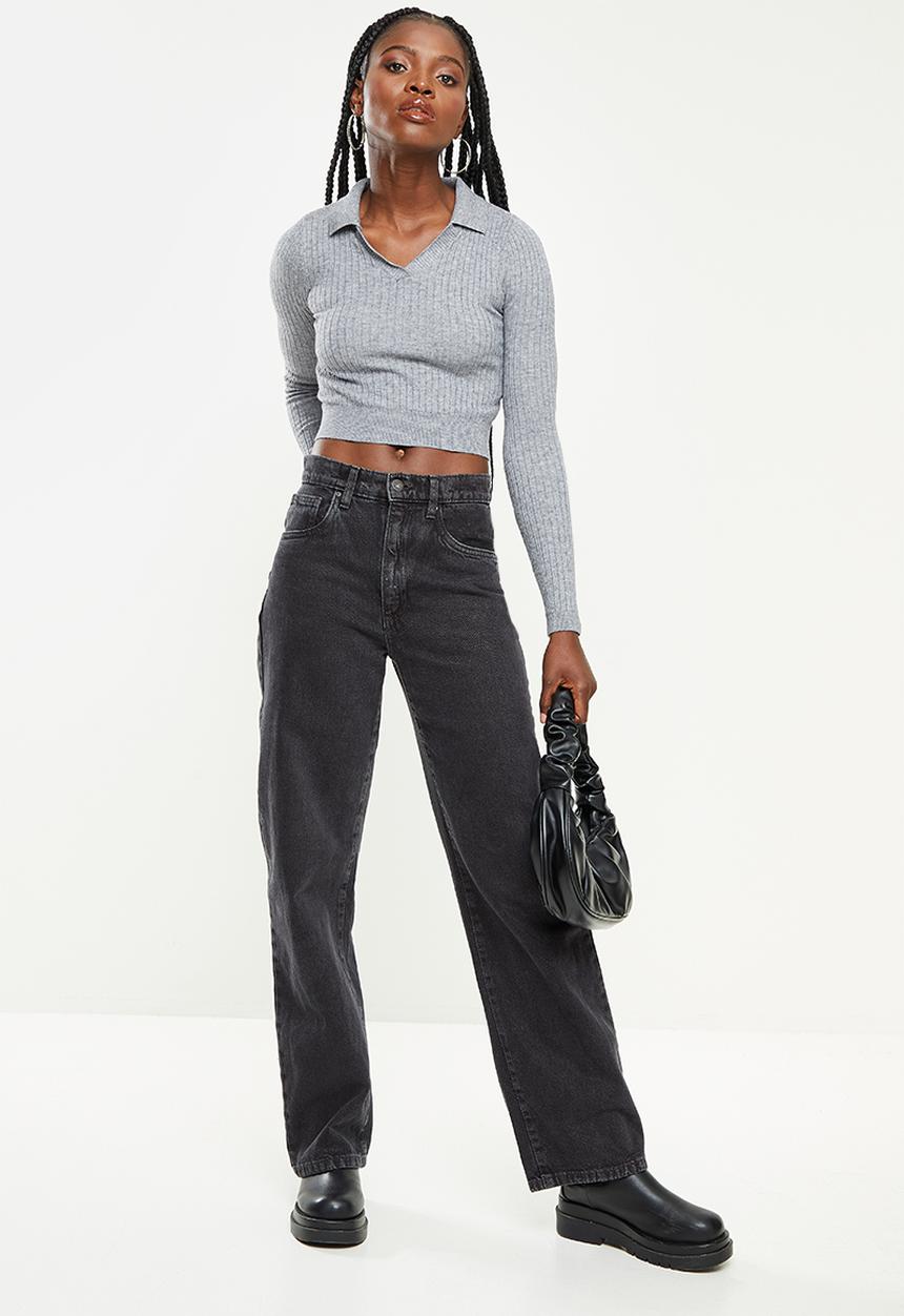 Koton - Shirt neck, knit sweater - grey