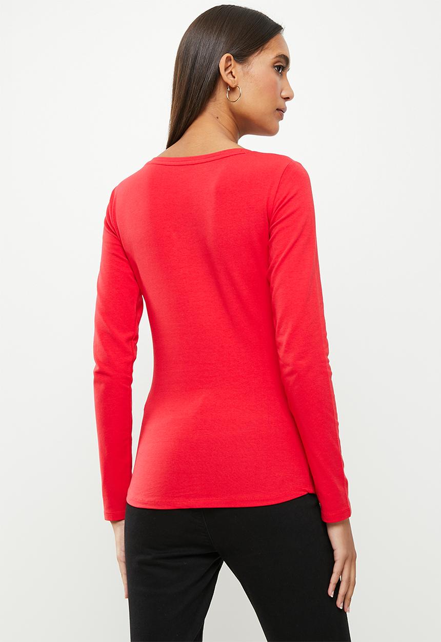 SISSY BOY - Long sleeve bling logo top - red