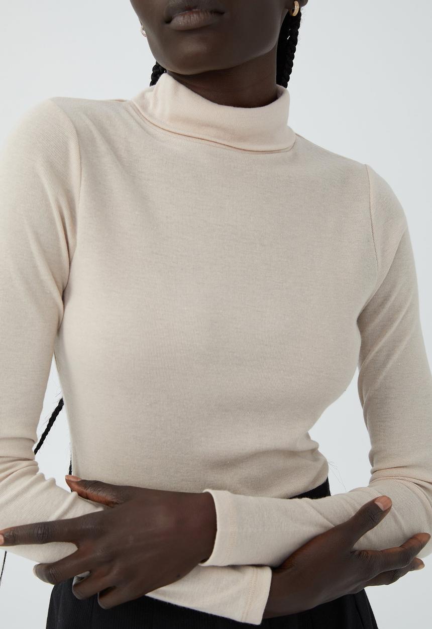 Cotton On - Claudia roll neck long sleeve top - stone
