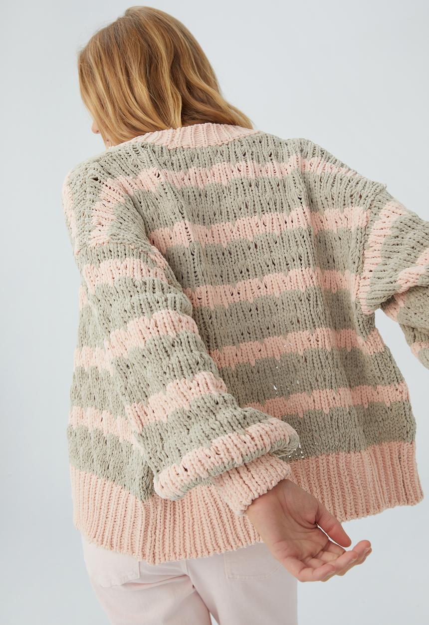 Cotton On - Bobbly chunky cardi - washed sand & pale pink