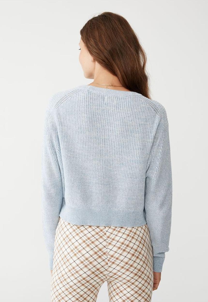 Cotton On - Everyday crop pullover - calm blue/white twist