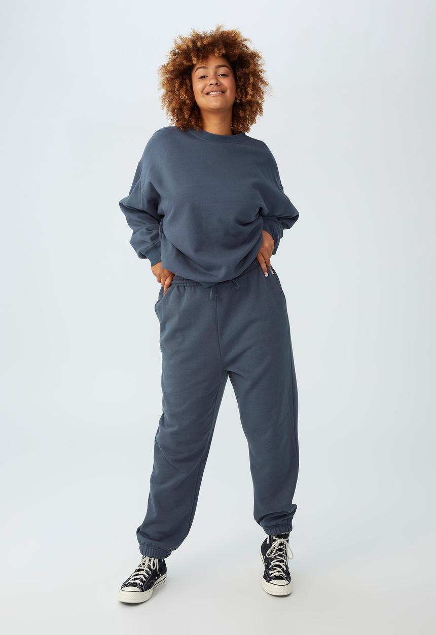 Cotton On - Curve classic trackpant - washed navy