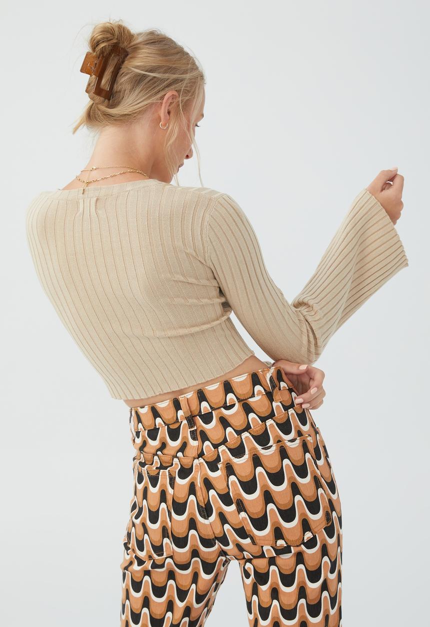 Cotton On - Ribbing crop crew pullover - soft beige