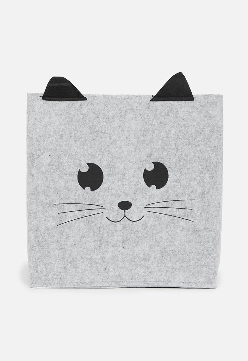 Storage Solutions - Felt basket with face - grey