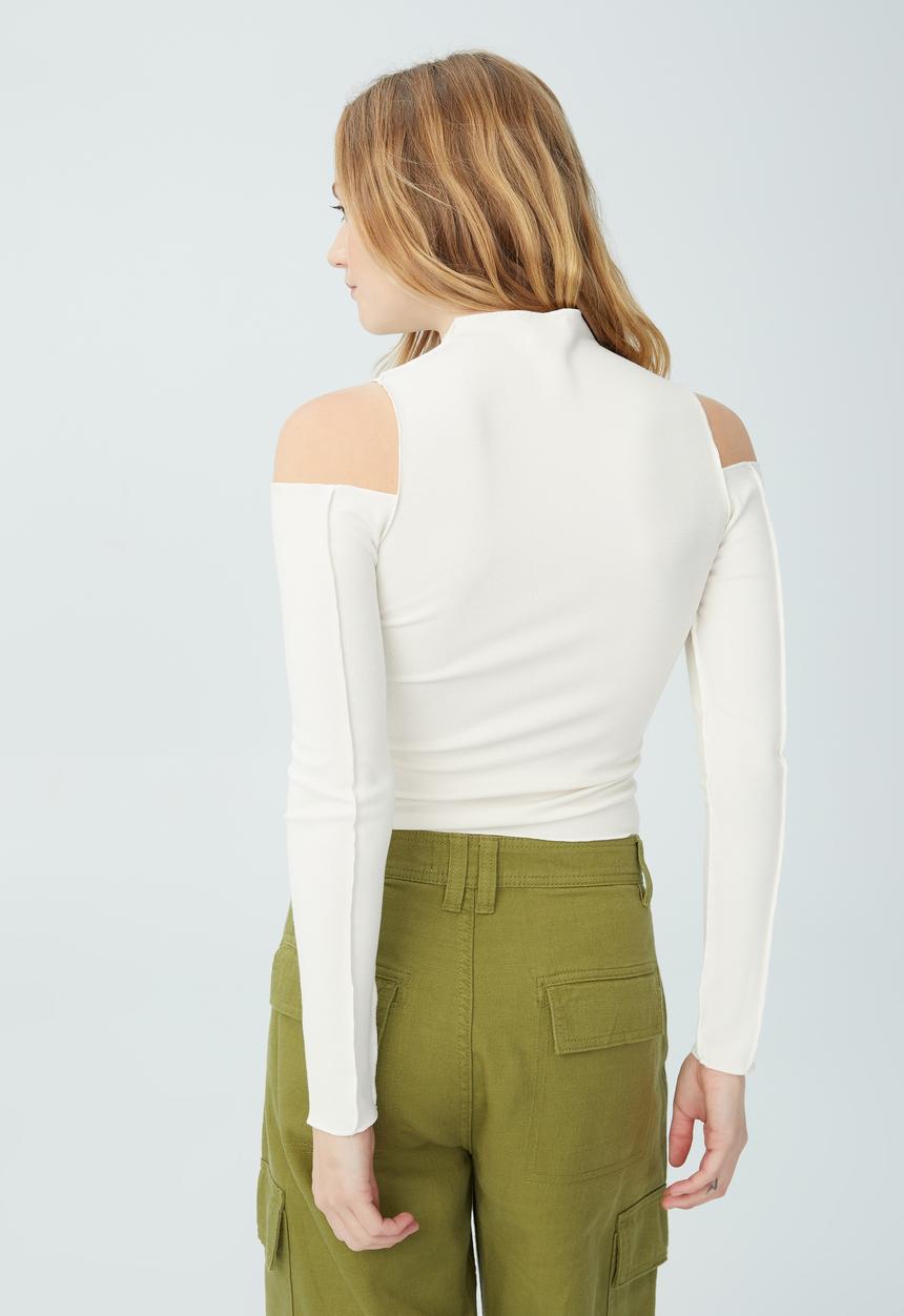 Cotton On - Natalia cut out shoulder long sleeve top - cloud white