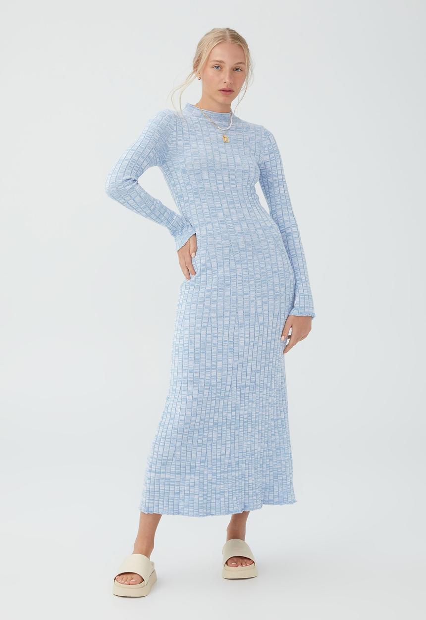 Cotton On - Twist knit mock neck midi dress - calm blue twist