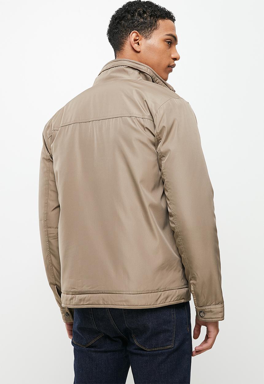 Jonathan D - Willow Heavy weight zip through Jacket - Taupe