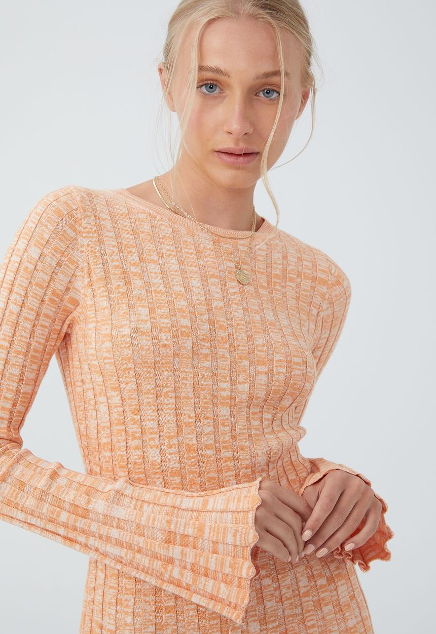 Cotton On - Twist knit long sleeve mini dress - coral twist