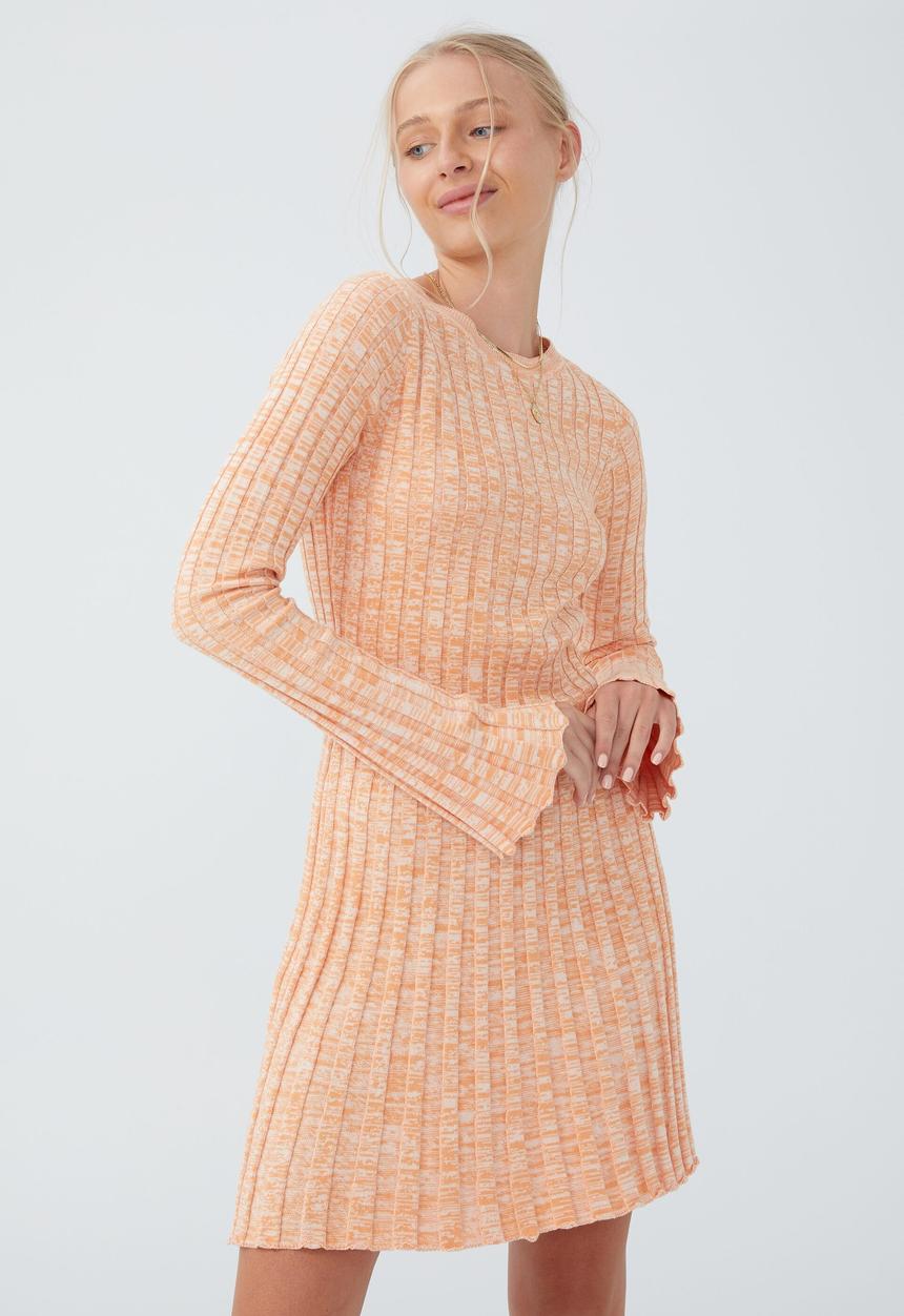 Cotton On - Twist knit long sleeve mini dress - coral twist