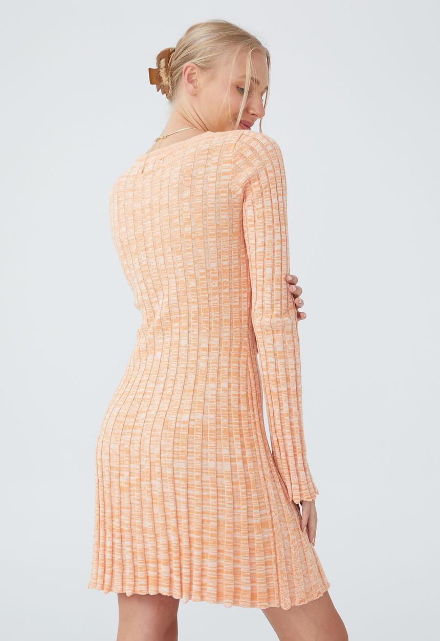 Cotton On - Twist knit long sleeve mini dress - coral twist