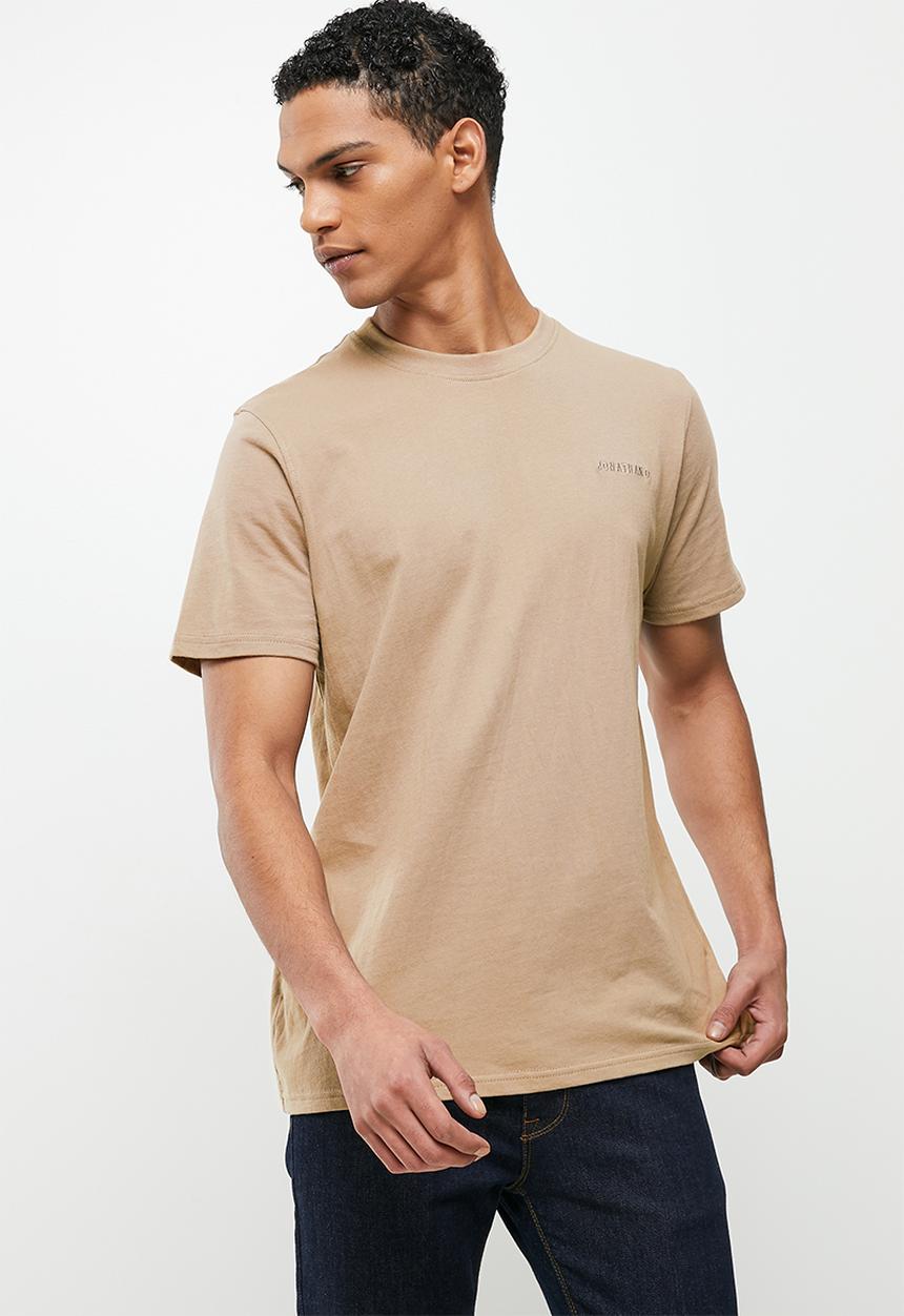Jonathan D - Men's branded crew neck T-shirt regular fit - taupe