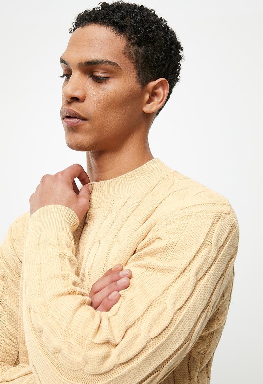 Jonathan D - Cable Knitwear  Crew neck sweater - Oatmeal