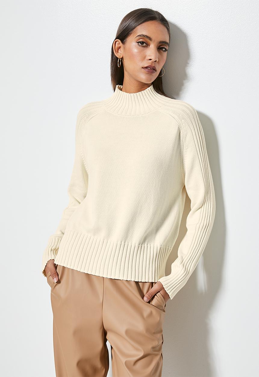 Superbalist - Organic cotton funnel neck - oatmeal