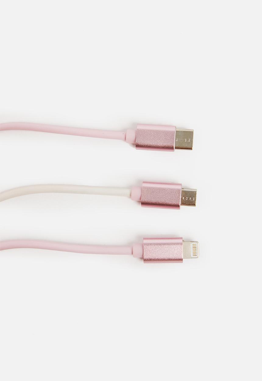 H&S - Usb charging cable 3in1 - pink