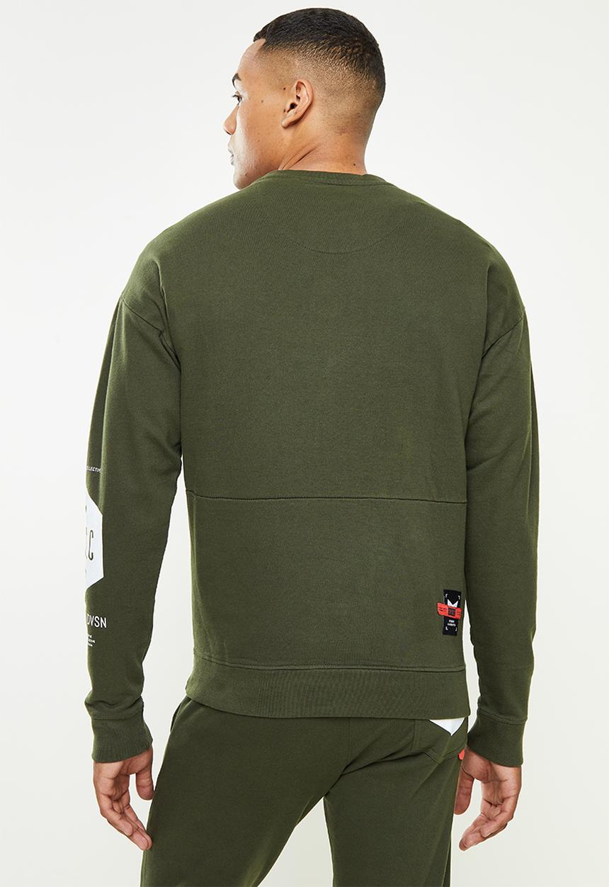 S.P.C.C - Xander relaxed fit crew neck sweat  - dark moss