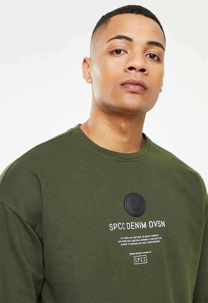 S.P.C.C - Xander relaxed fit crew neck sweat  - dark moss