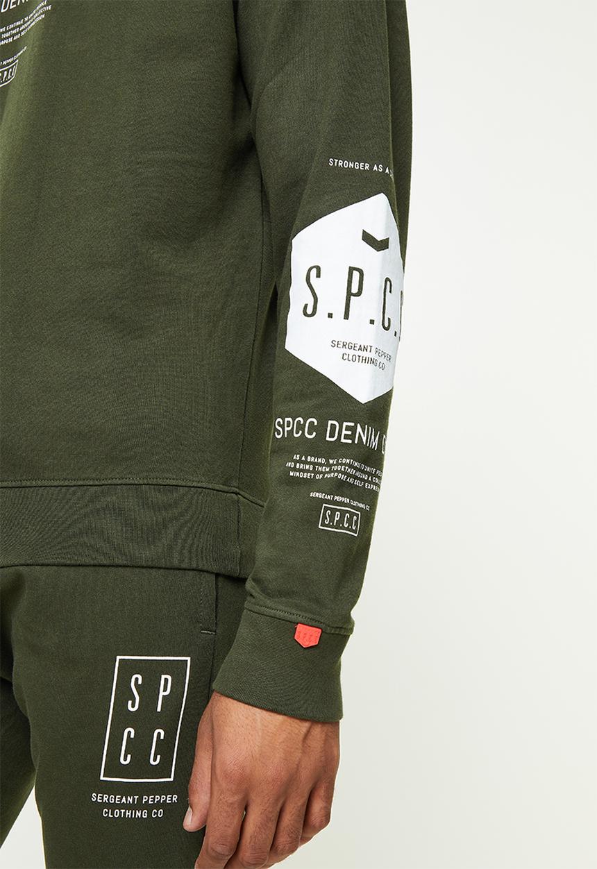 S.P.C.C - Xander relaxed fit crew neck sweat  - dark moss