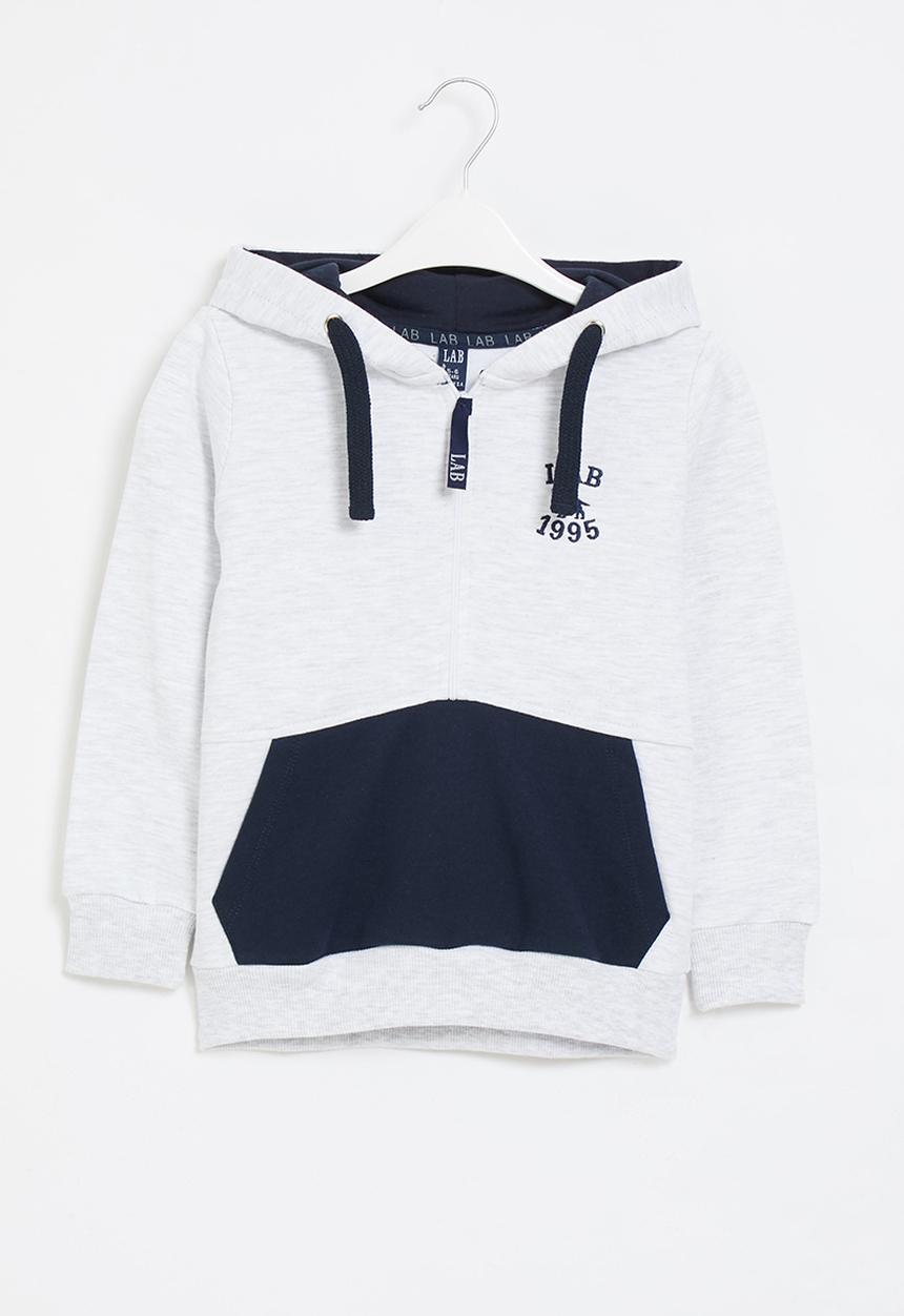 LAB - Colour block hooded sweater - light grey