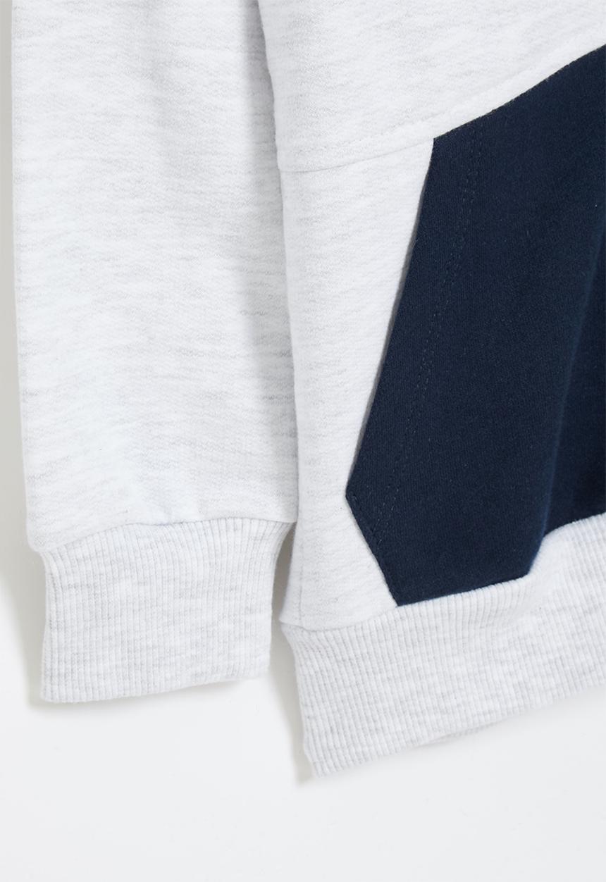 LAB - Colour block hooded sweater - light grey