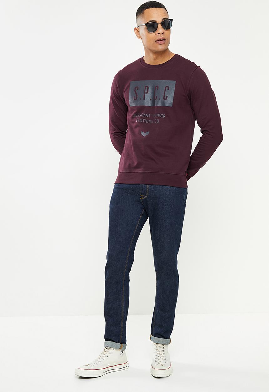 S.P.C.C - Micah regular fit crew neck sweat  - damson