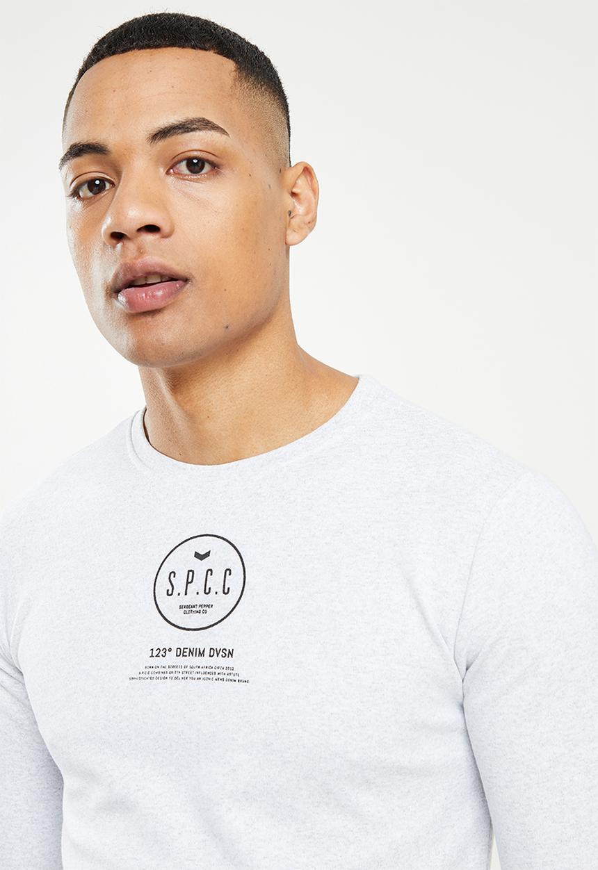 S.P.C.C - Lamont slimline fit long sleeve scooped hem top  - ice melange