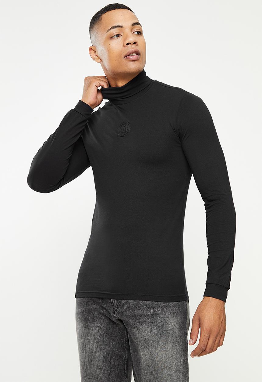 S.P.C.C - Evans slimline fit long sleeve polo neck top  - black