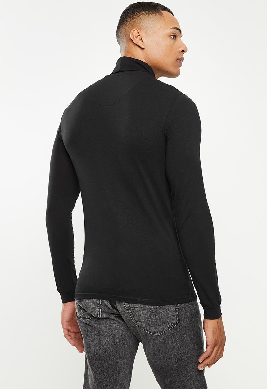 S.P.C.C - Evans slimline fit long sleeve polo neck top  - black