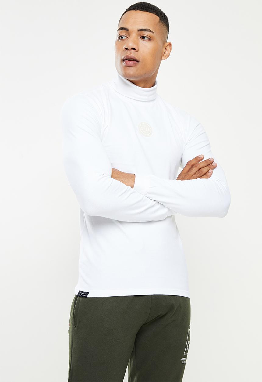 S.P.C.C - Evans slimline fit long sleeve polar neck top  - optical white
