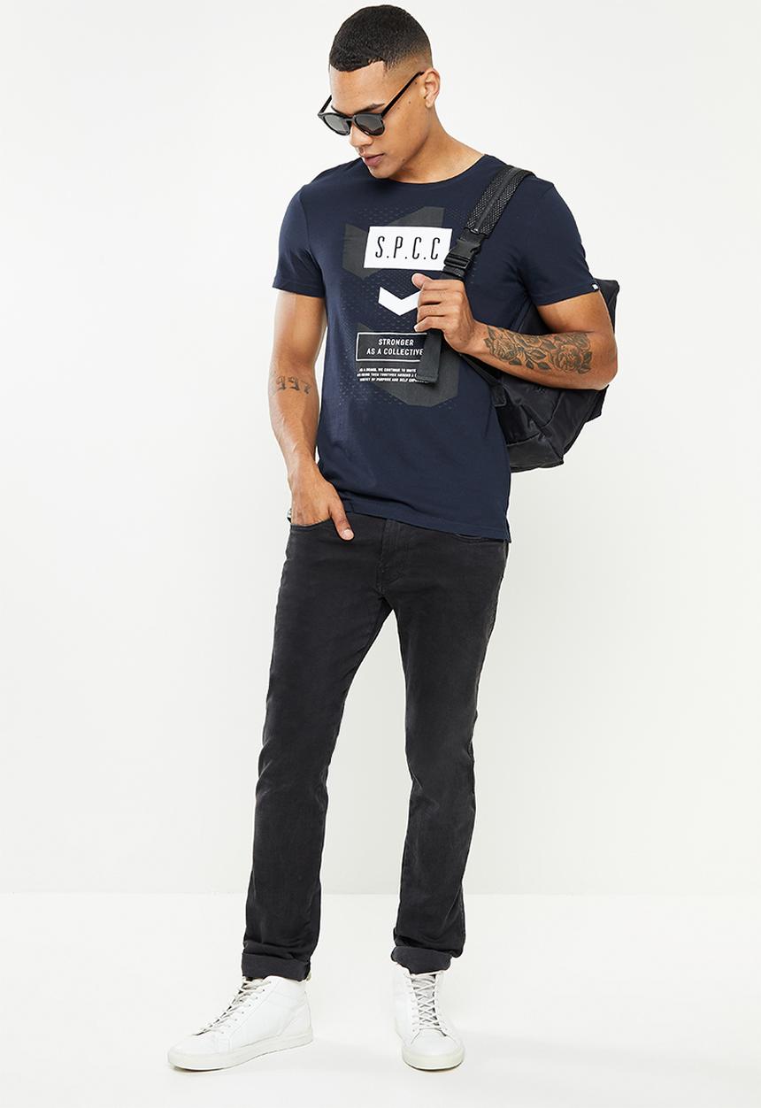 S.P.C.C - Norris regular fit side slit straight hem tee  - ink