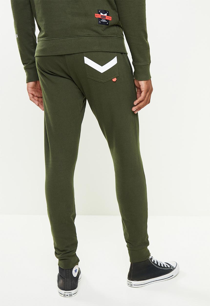 S.P.C.C - Ingram regular fit elasticated track pants  - dark moss