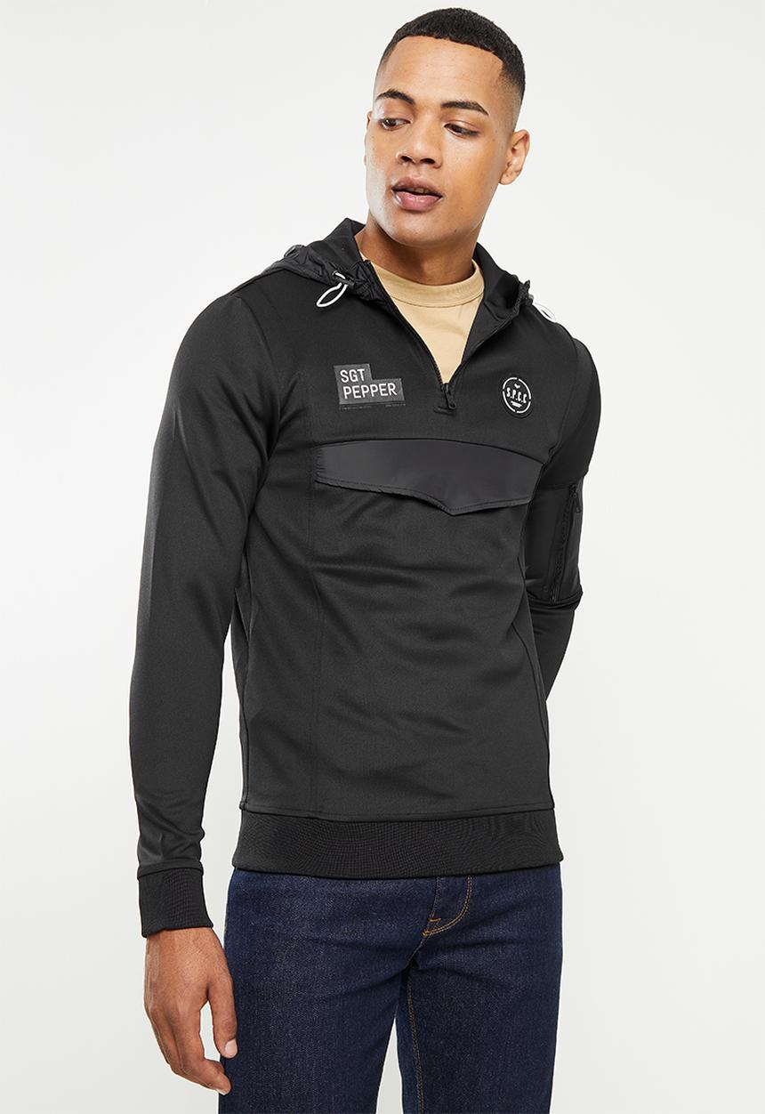 S.P.C.C - Arc regular fit quarter zip hoodie track top - black