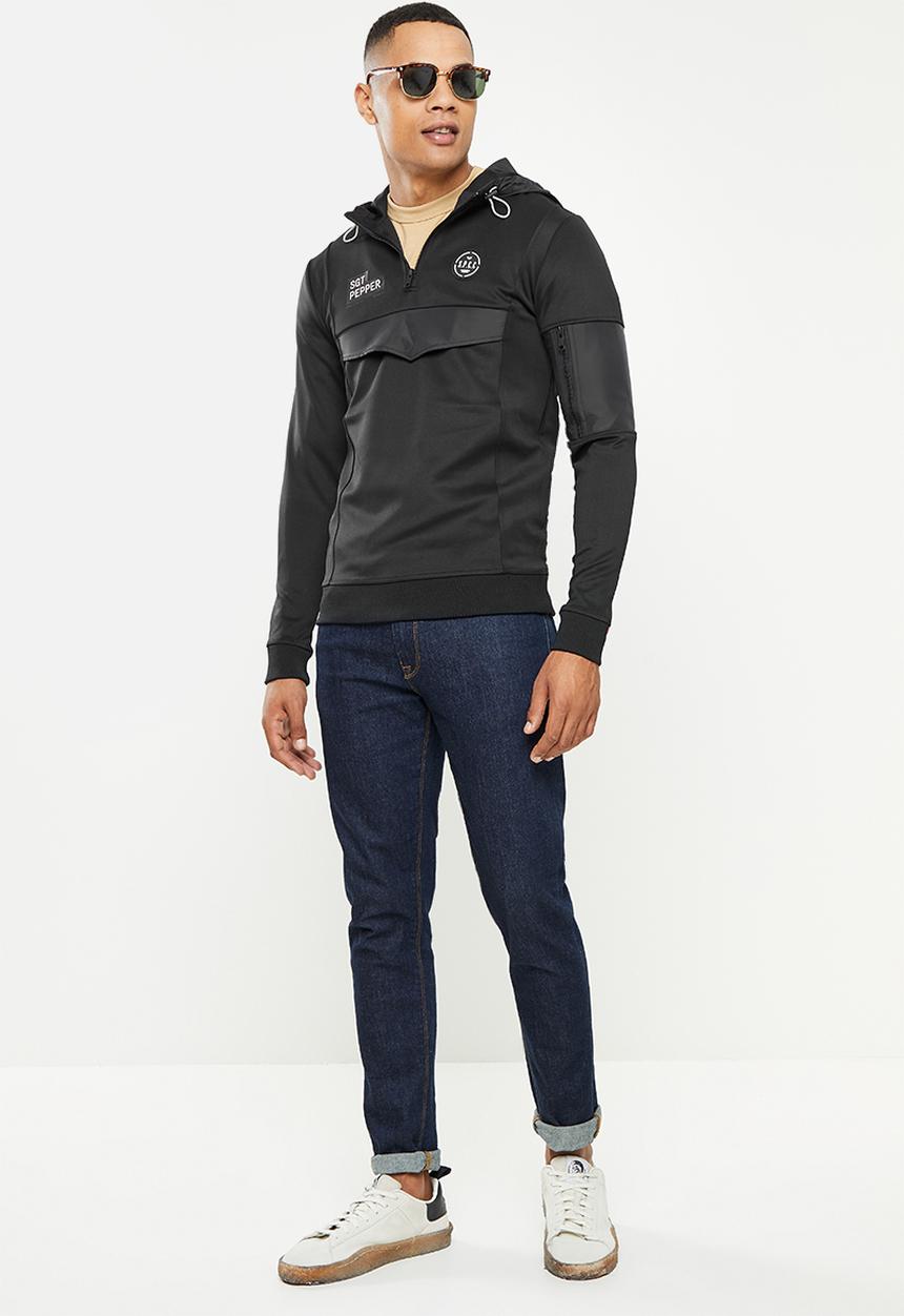 S.P.C.C - Arc regular fit quarter zip hoodie track top - black