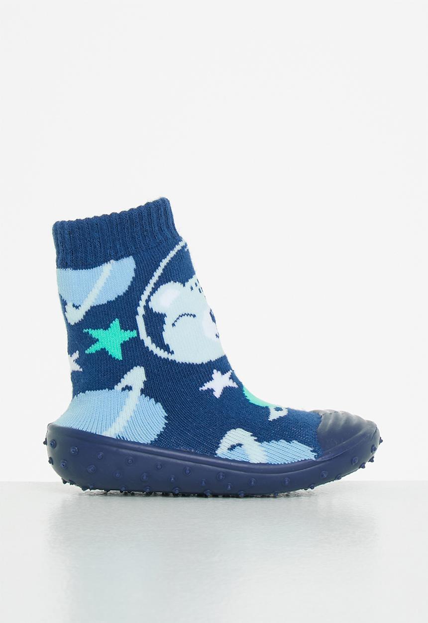 Character Group - Space bear rubber sole booties - navy
