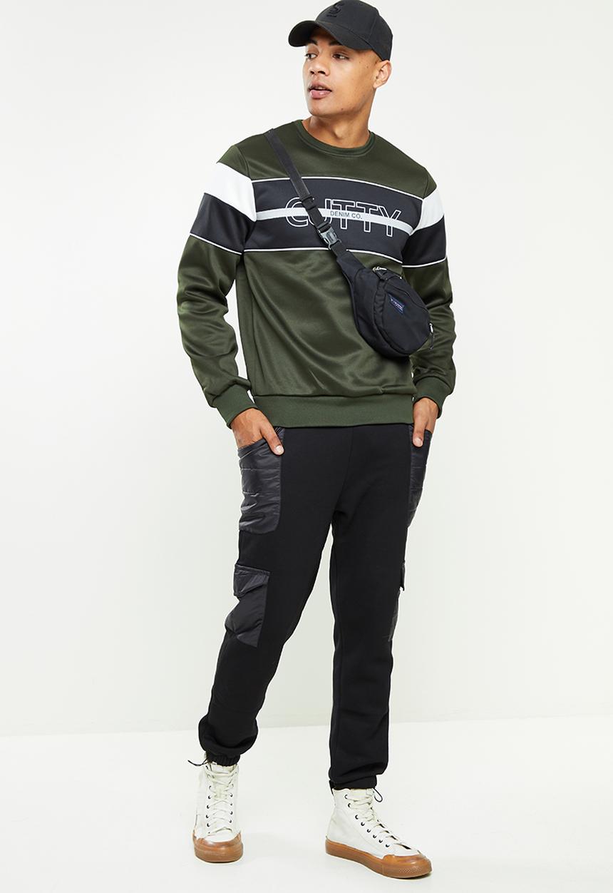 Cutty - Wright Chest Blocked Luxe Sweatshirt - Fatigue