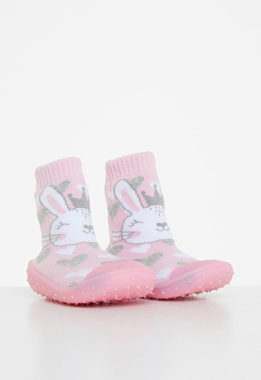 Character Group - Bunny rubber sole booties - pink
