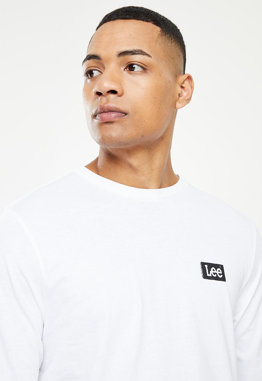Lee  - Small fade in long sleeve tee - white