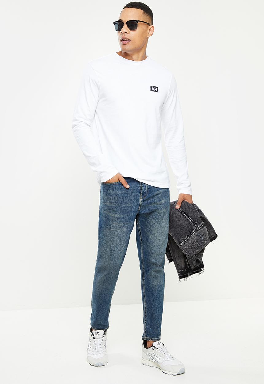 Lee  - Small fade in long sleeve tee - white
