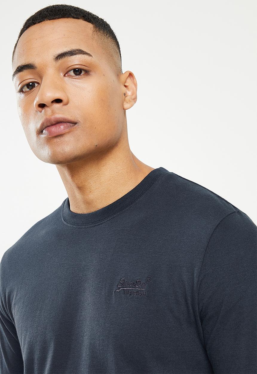 Superdry. - Vintage logo emb long sleeve top - navy