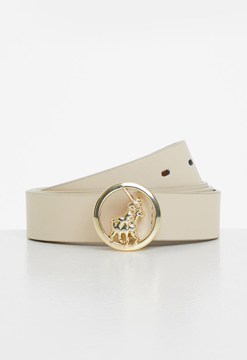 POLO - Sophie leather belt - cream