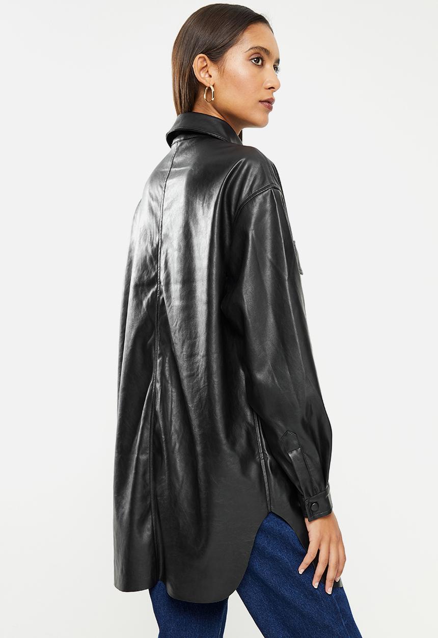Glamorous - Pu oversized shirt - black