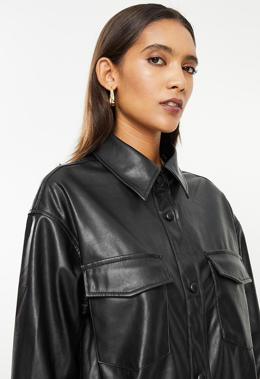Glamorous - Pu oversized shirt - black