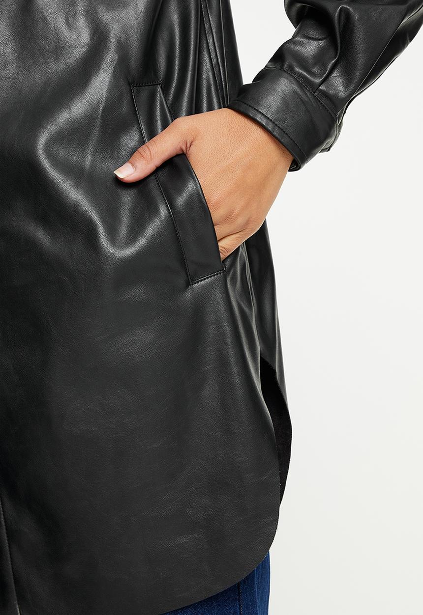 Glamorous - Pu oversized shirt - black
