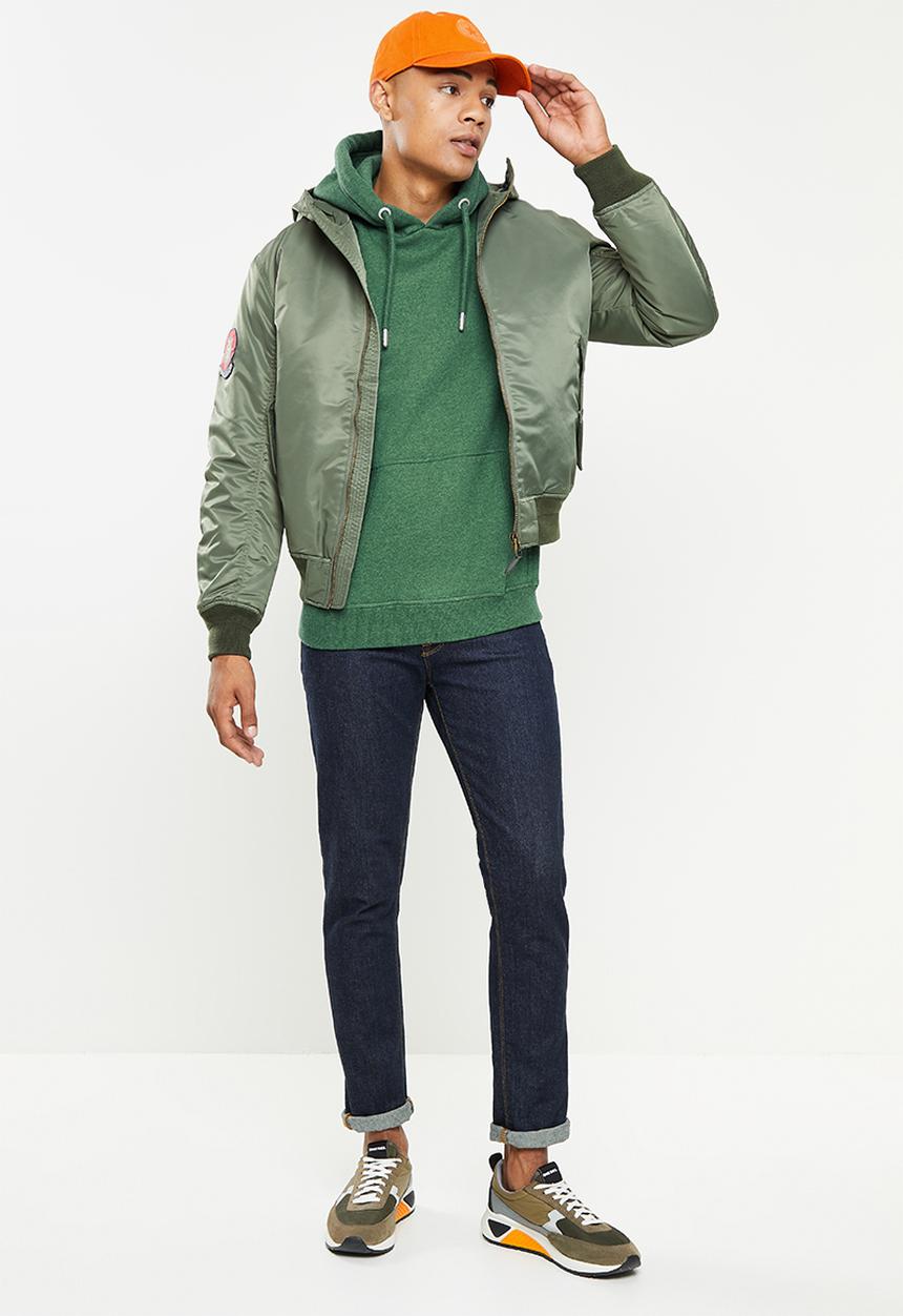 Superdry. - Vintage logo emb hood - green 