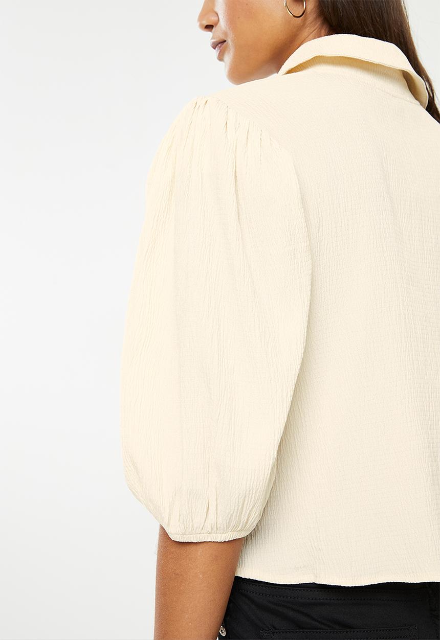 Glamorous - Textured puff sleeve shirt - cream