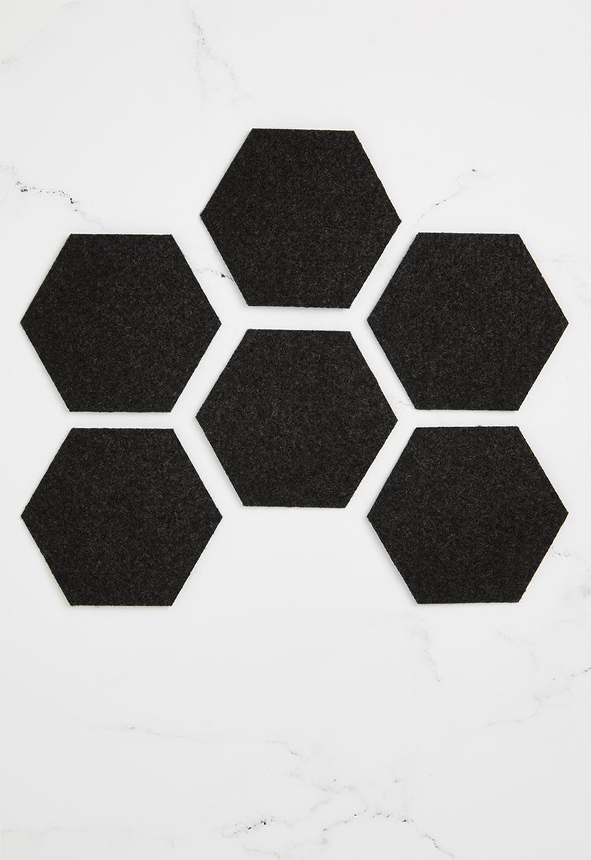 The Joinery - Felt coaster set of 6 hexagon - charcoal 