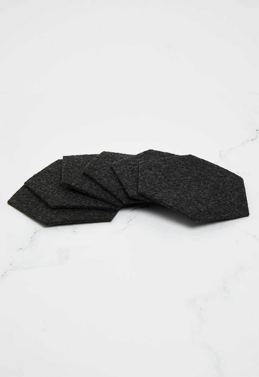 The Joinery - Felt coaster set of 6 hexagon - charcoal 