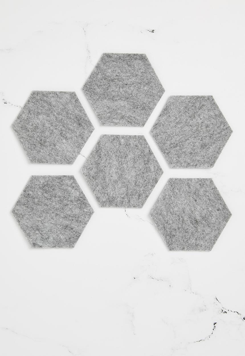 The Joinery - Felt coaster set of 6 hexagon - grey