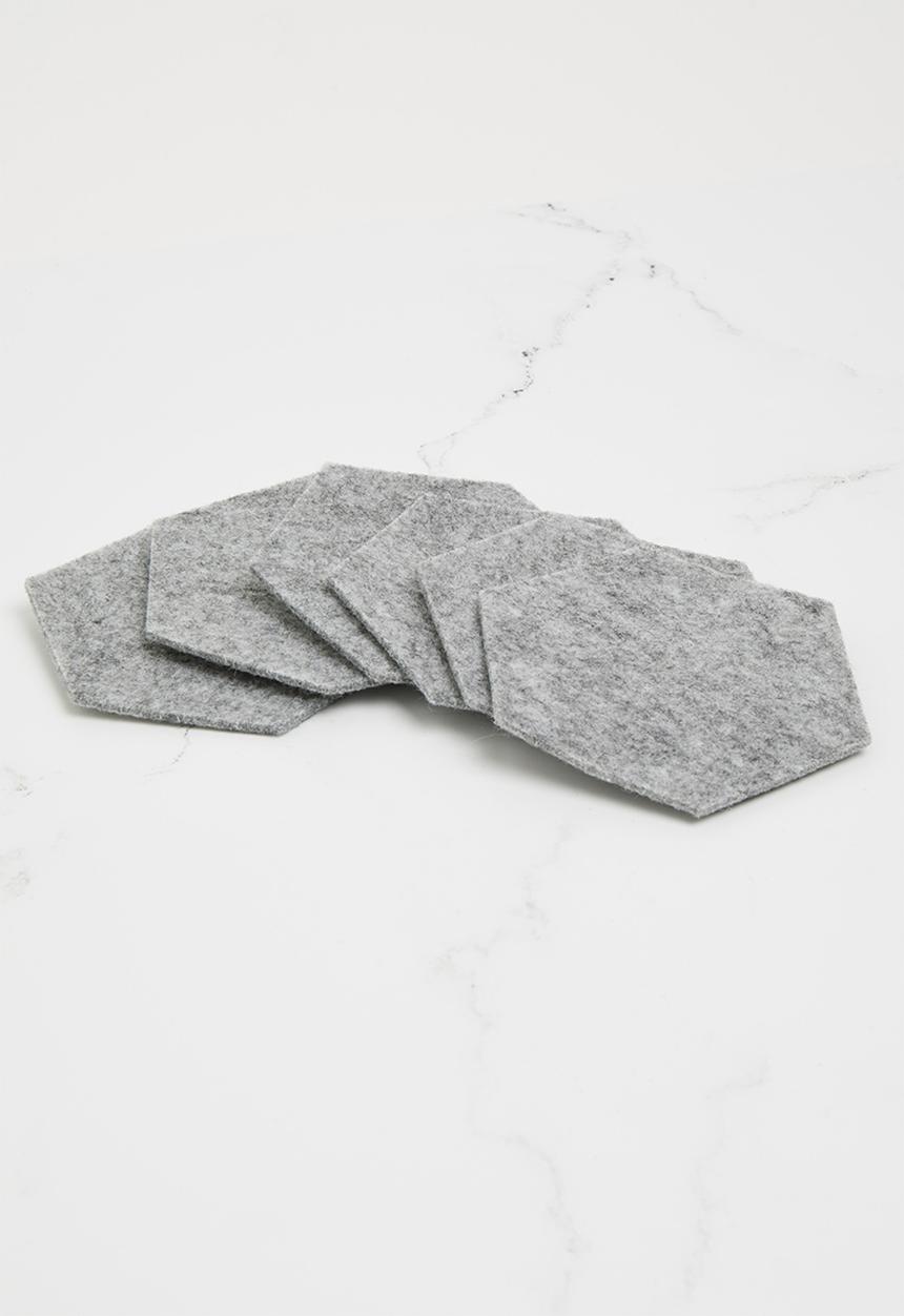 The Joinery - Felt coaster set of 6 hexagon - grey