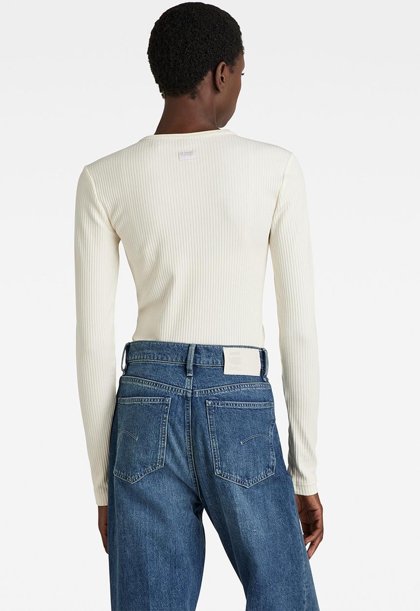G-STAR - Slim rib 2.0 long sleeve - papyrus