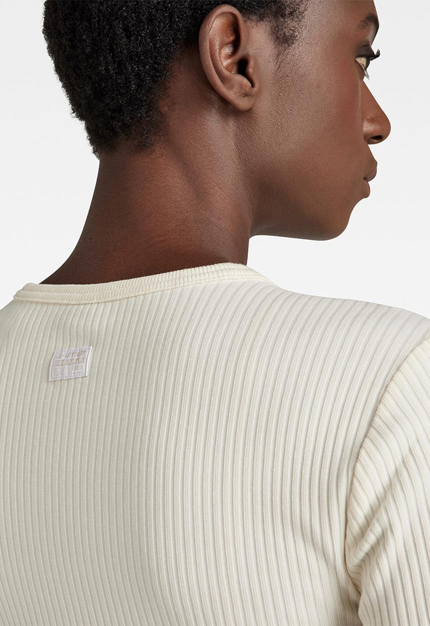 G-STAR - Slim rib 2.0 long sleeve - papyrus